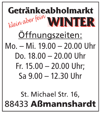 Getränkeabholmarkt Winter Getränkeabholmarkt Winter