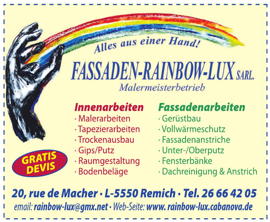 Fassaden-Rainbow-Lux sarl.