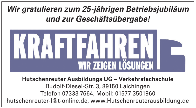 Hutschenreuter Ausbildungs UG – Verkehrsfachschule Hutschenreuter Ausbildungs UG – Verkehrsfachschule
