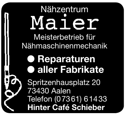 Nähzentrum Maier Meisterbetrieb für Nähmaschinenmechanik Nähzentrum Maier Meisterbetrieb für Nähmaschinenmechanik