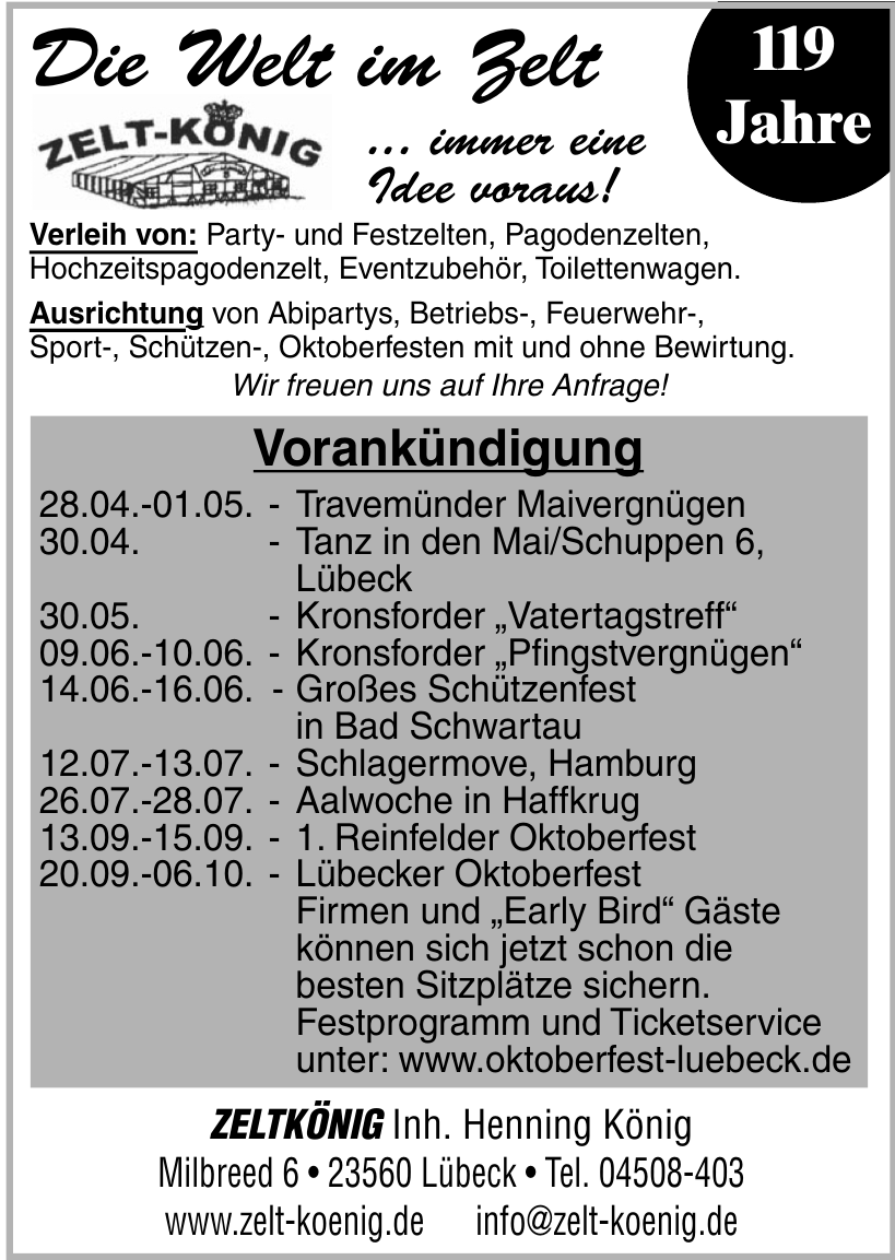 Zeltkönig Inh. Henning König Zeltkönig Inh. Henning König