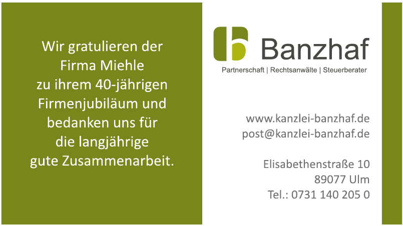 Banzhaf Partnerschaft - Rechtsanwälte, Steuerberater Banzhaf Partnerschaft - Rechtsanwälte, Steuerberater
