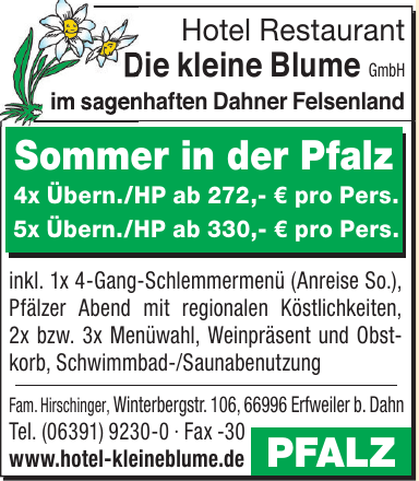 Hotel Restaurant Die kleine Blume GmbH Hotel Restaurant Die kleine Blume GmbH
