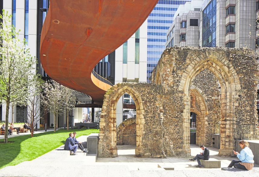 Ein Platz an der Sonne zwischen Vergangenheit und Zukunft: London Wall Place von Make Architects. FOTO: MARTINA FERRERA / MAKE ARCHITECT Ein Platz an der Sonne zwischen Vergangenheit und Zukunft: London Wall Place von Make Architects. FOTO: MARTINA FERRERA / MAKE ARCHITECT