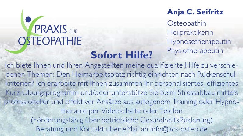 Praxis für Osteopathie - Anja C. Seifritz Praxis für Osteopathie - Anja C. Seifritz