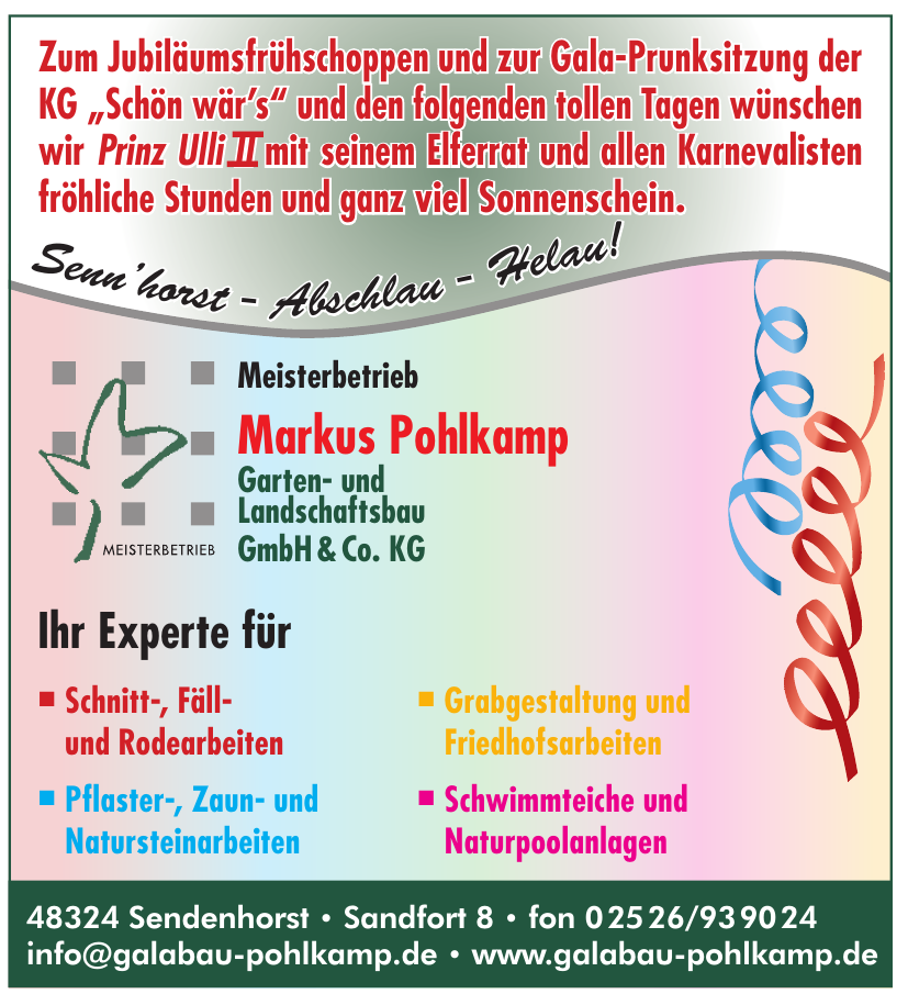 Markus Pohlkamp GmbH & Co. KG Garten- und Lanschaftsbau Markus Pohlkamp GmbH & Co. KG Garten- und Lanschaftsbau