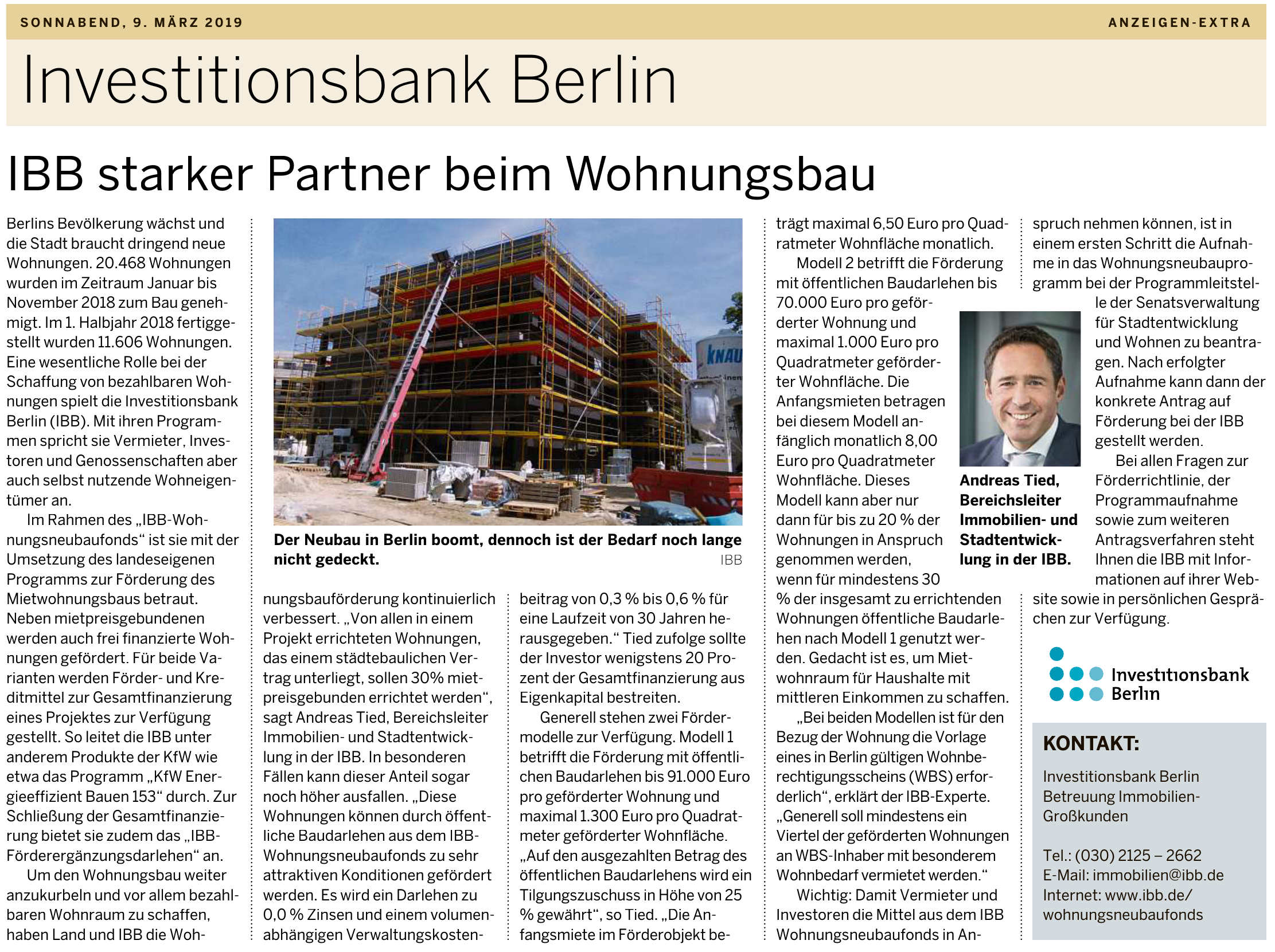 Investitionsbank Berlin Betreuung Immobilien-Großkunden Investitionsbank Berlin Betreuung Immobilien-Großkunden
