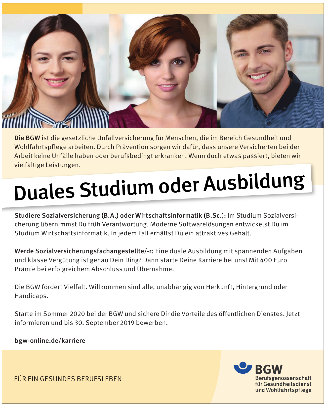 BGW Berufgenossenschaft für Gesundheitsdienst und Wohlfahrtspflege BGW Berufgenossenschaft für Gesundheitsdienst und Wohlfahrtspflege