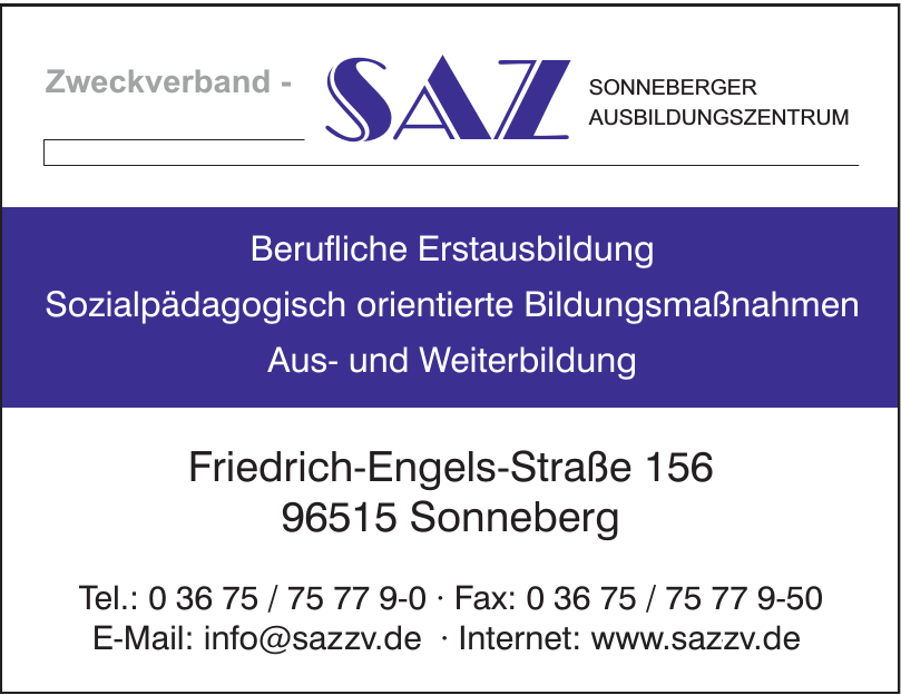 Zweckverband - SAZ - Sonneberger Ausbildungszentrum Zweckverband - SAZ - Sonneberger Ausbildungszentrum