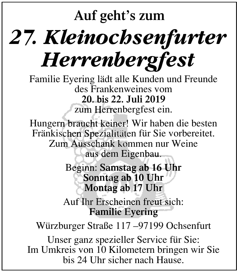 27. Kleinochsenfurter Herrenbergfest 27. Kleinochsenfurter Herrenbergfest