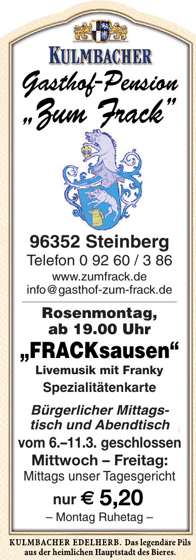 Gasthof-Pension „Zum Frack” Gasthof-Pension „Zum Frack”