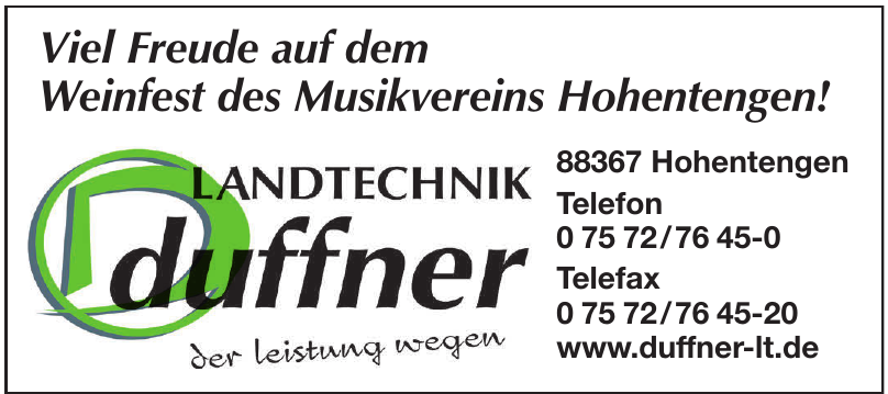 Duffner Landtechnik GmbH+Co.KG Duffner Landtechnik GmbH+Co.KG