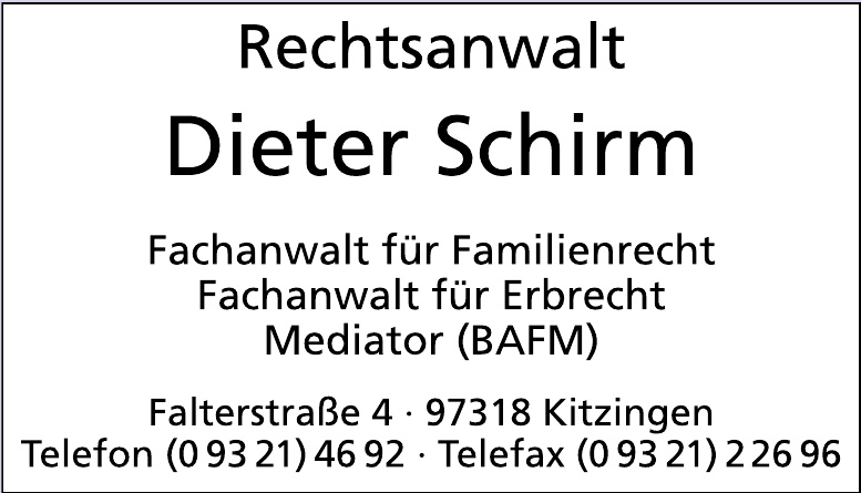 Rechtsanwalt Dieter Schirm Rechtsanwalt Dieter Schirm