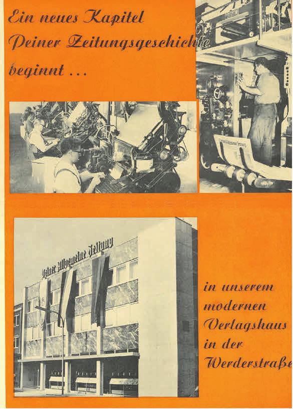 Die Einweihung des neuen PAZ-Gebäudes fand am 12. Oktober 1969 statt. Am Sonnabend, 11. Oktober 1969, enthielt die PAZ eine Beilage mit diesem Titelblatt. Quelle: Stadtarchiv Die Einweihung des neuen PAZ-Gebäudes fand am 12. Oktober 1969 statt. Am Sonnabend, 11. Oktober 1969, enthielt die PAZ eine Beilage mit diesem Titelblatt. Quelle: Stadtarchiv