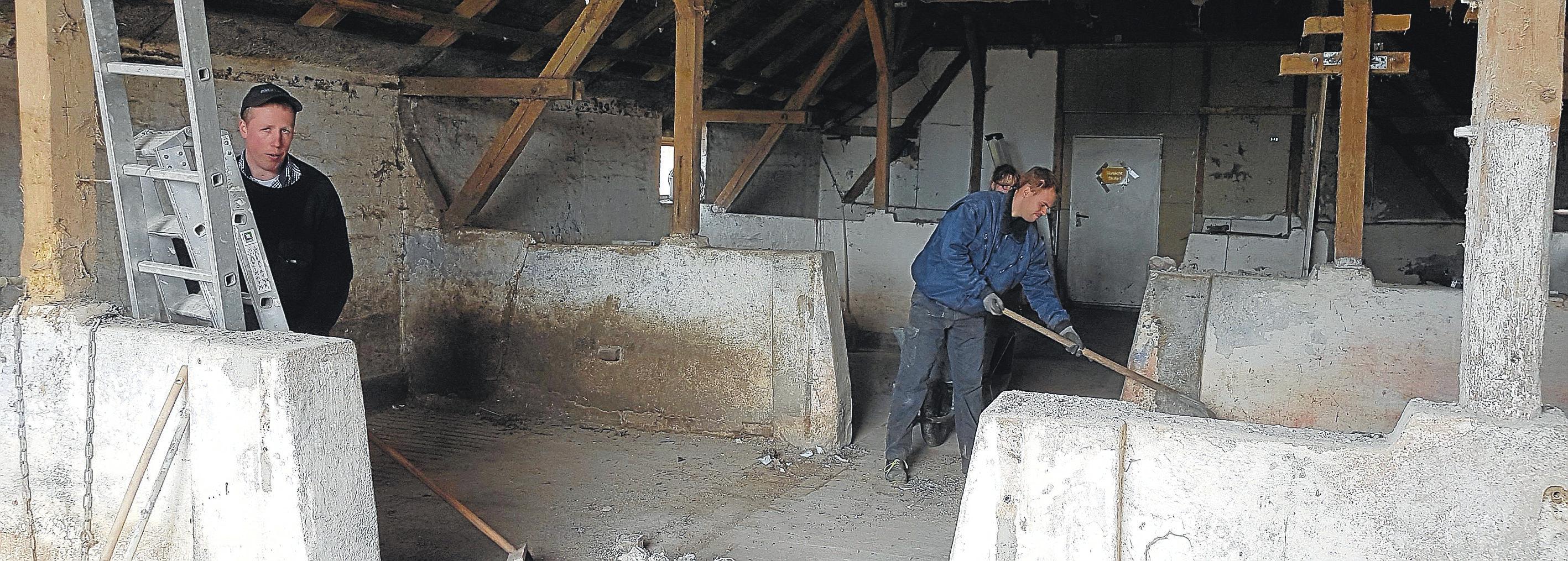 Abriss des Schweinestalls: Größtenteils wurden die Arbeiten in Eigenleistung erbracht.