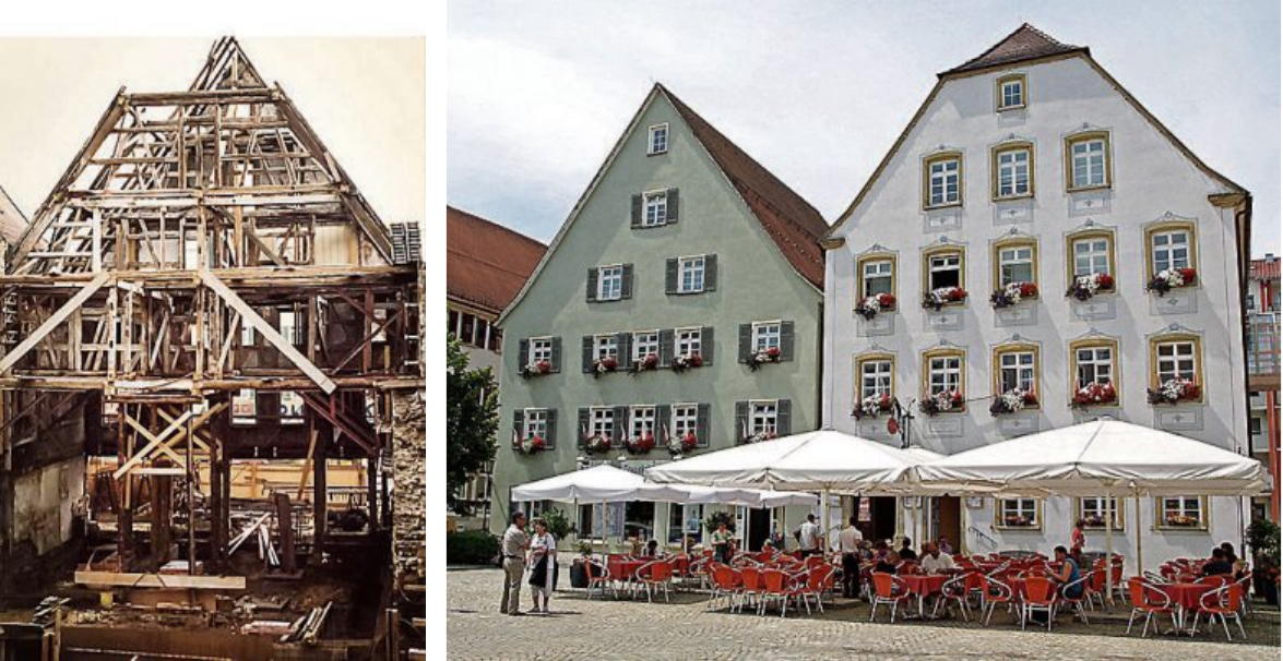 Mit verschiedenen Baumaßnahmen hat Georg Schanz das Rottenburger Stadtbild mit geprägt wie zum Beispiel mit der Generalsanierung des Gebäudes Marktplatz 24 (linkes Haus) Mit verschiedenen Baumaßnahmen hat Georg Schanz das Rottenburger Stadtbild mit geprägt wie zum Beispiel mit der Generalsanierung des Gebäudes Marktplatz 24 (linkes Haus)
