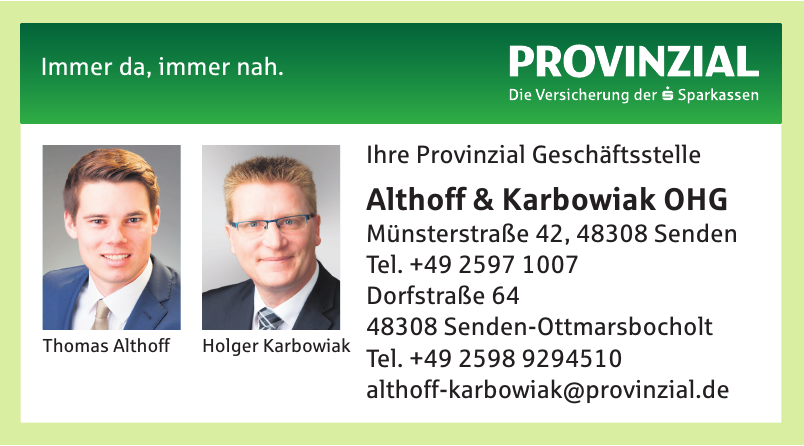 Provinzial Geschäftsstelle Althoff & Karbowiak OHG Provinzial Geschäftsstelle Althoff & Karbowiak OHG