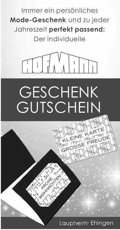 Hofmann Geschenk - Gutschein Hofmann Geschenk - Gutschein