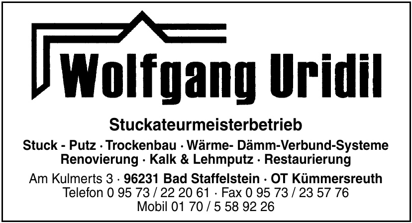 Wolfgang Uridil Stuckateurmeisterbetrieb