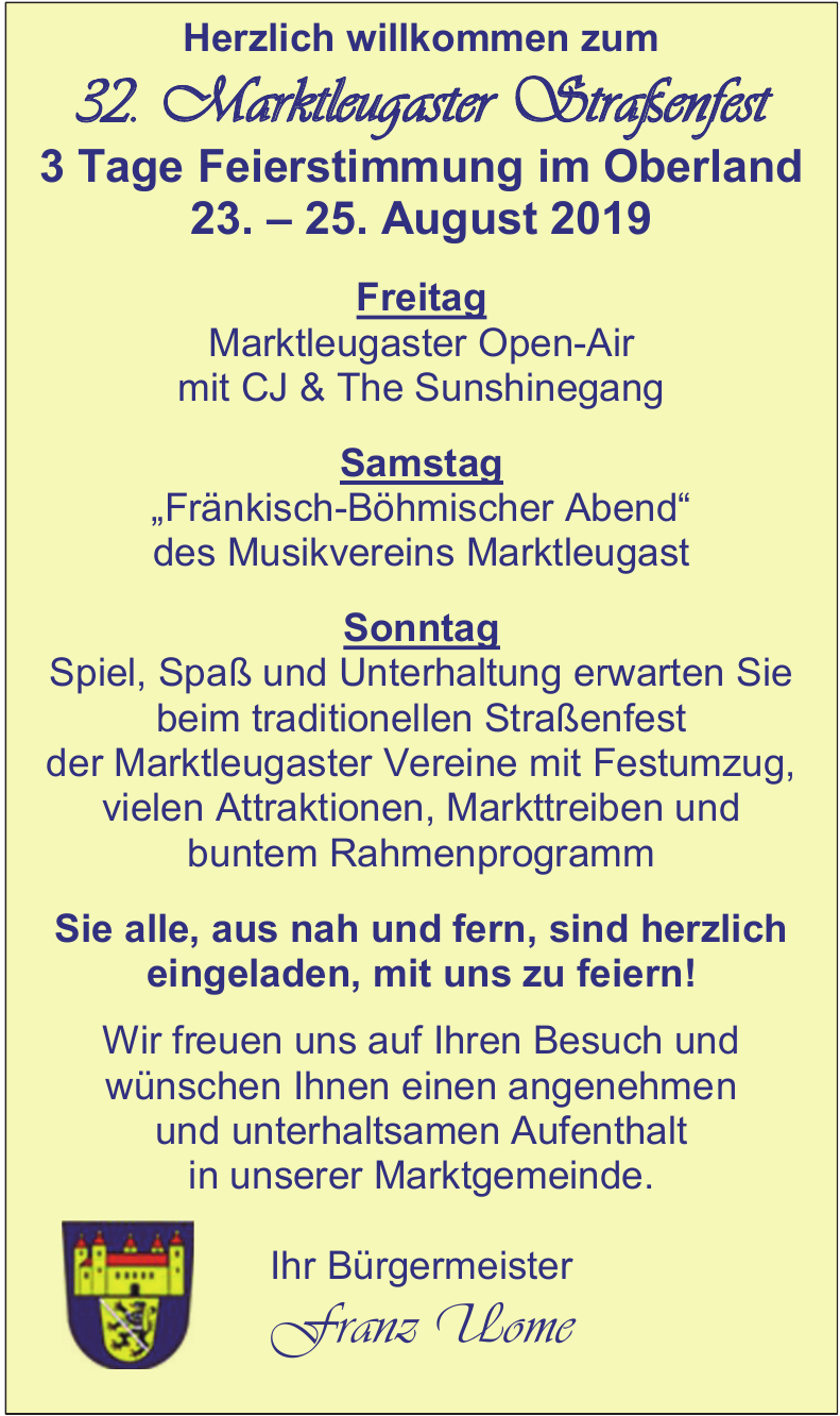 32. Marktleugaster Straßenfest 32. Marktleugaster Straßenfest