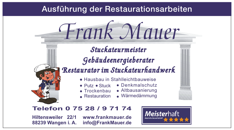 Frank Mauer - Stuckateurmeister Frank Mauer - Stuckateurmeister