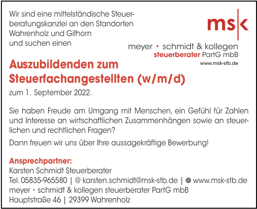 Meyer •Schmidt & Kollegen Steuerberater PartG mbB