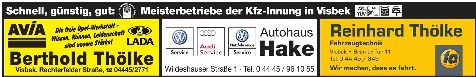 Meisterbetriebe der Kfz-Innung in Visbek Meisterbetriebe der Kfz-Innung in Visbek