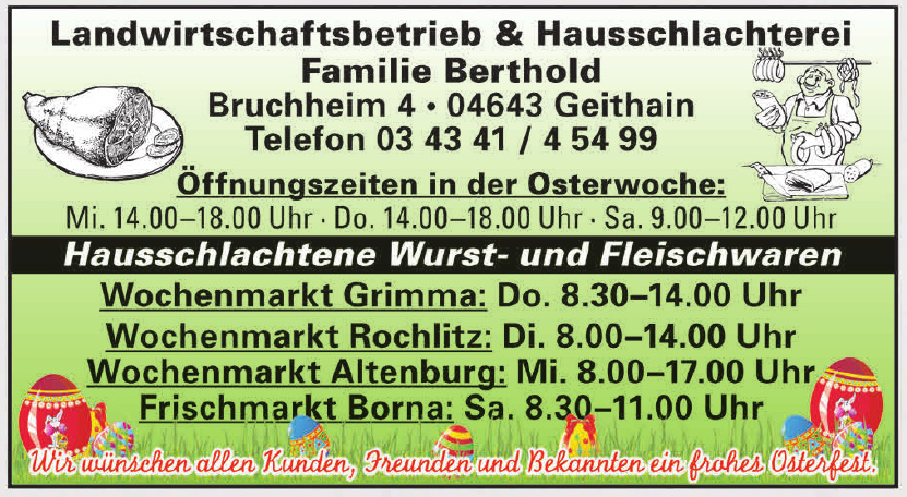 Landwirtschaftsbetrieb & Hausschlachterei Familie Berthold Landwirtschaftsbetrieb & Hausschlachterei Familie Berthold