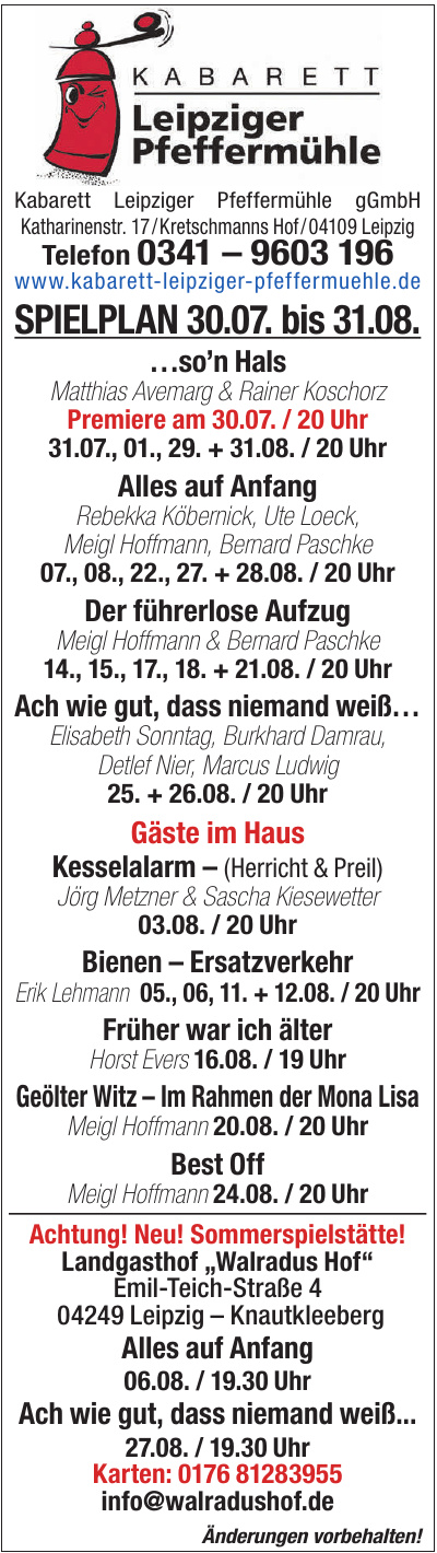Kabarett Leipziger Pfeffermühle gGmbH Kabarett Leipziger Pfeffermühle gGmbH