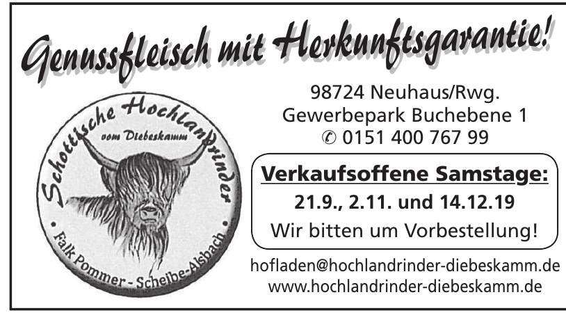 Schottische Hochlandrinder vom Diebeskamm Schottische Hochlandrinder vom Diebeskamm