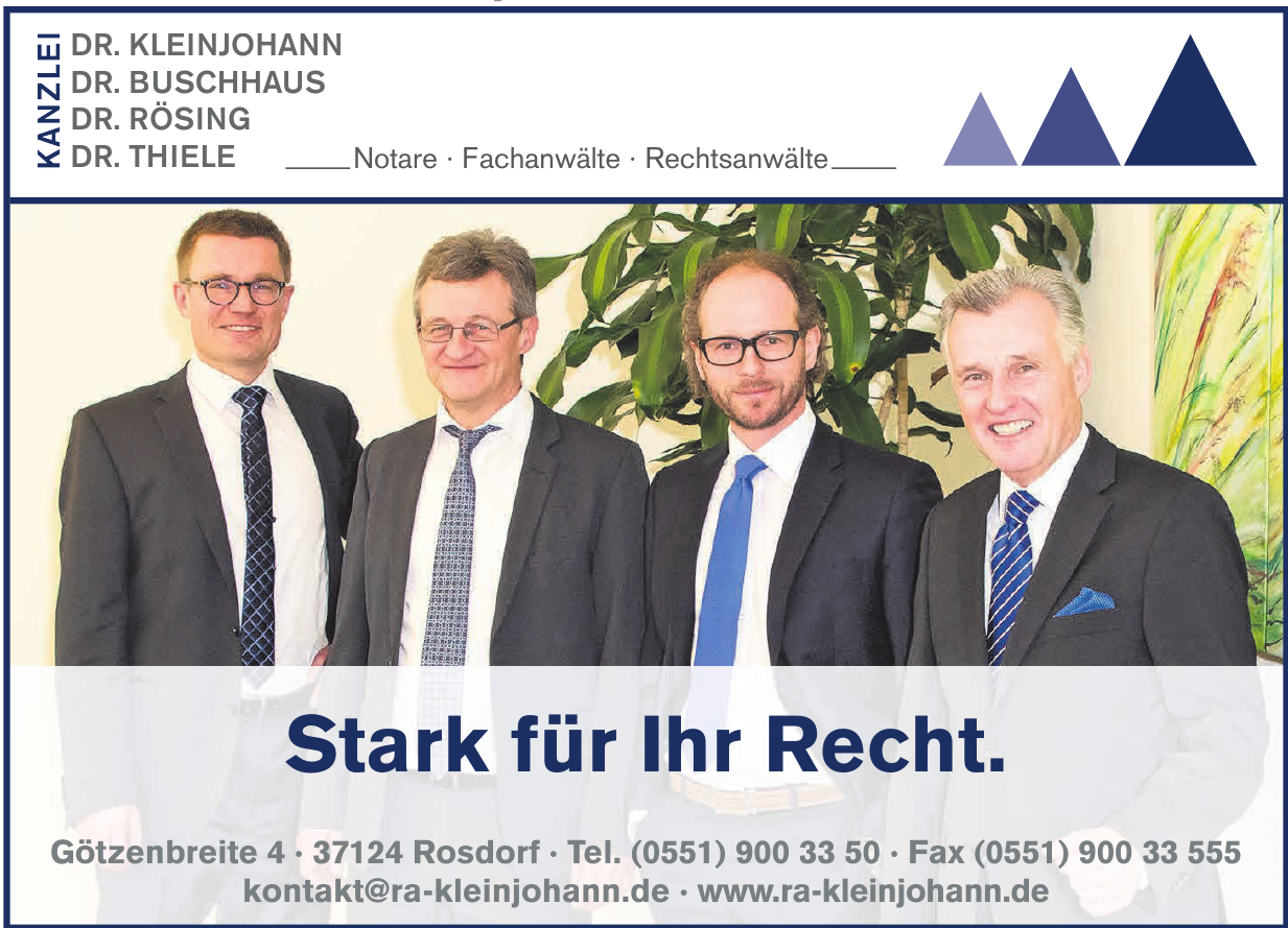 Kanzlei DR. KLEINJOHANN, DR. BUSCHHAUS, DR. RÖSING, DR. THIELE Kanzlei DR. KLEINJOHANN, DR. BUSCHHAUS, DR. RÖSING, DR. THIELE
