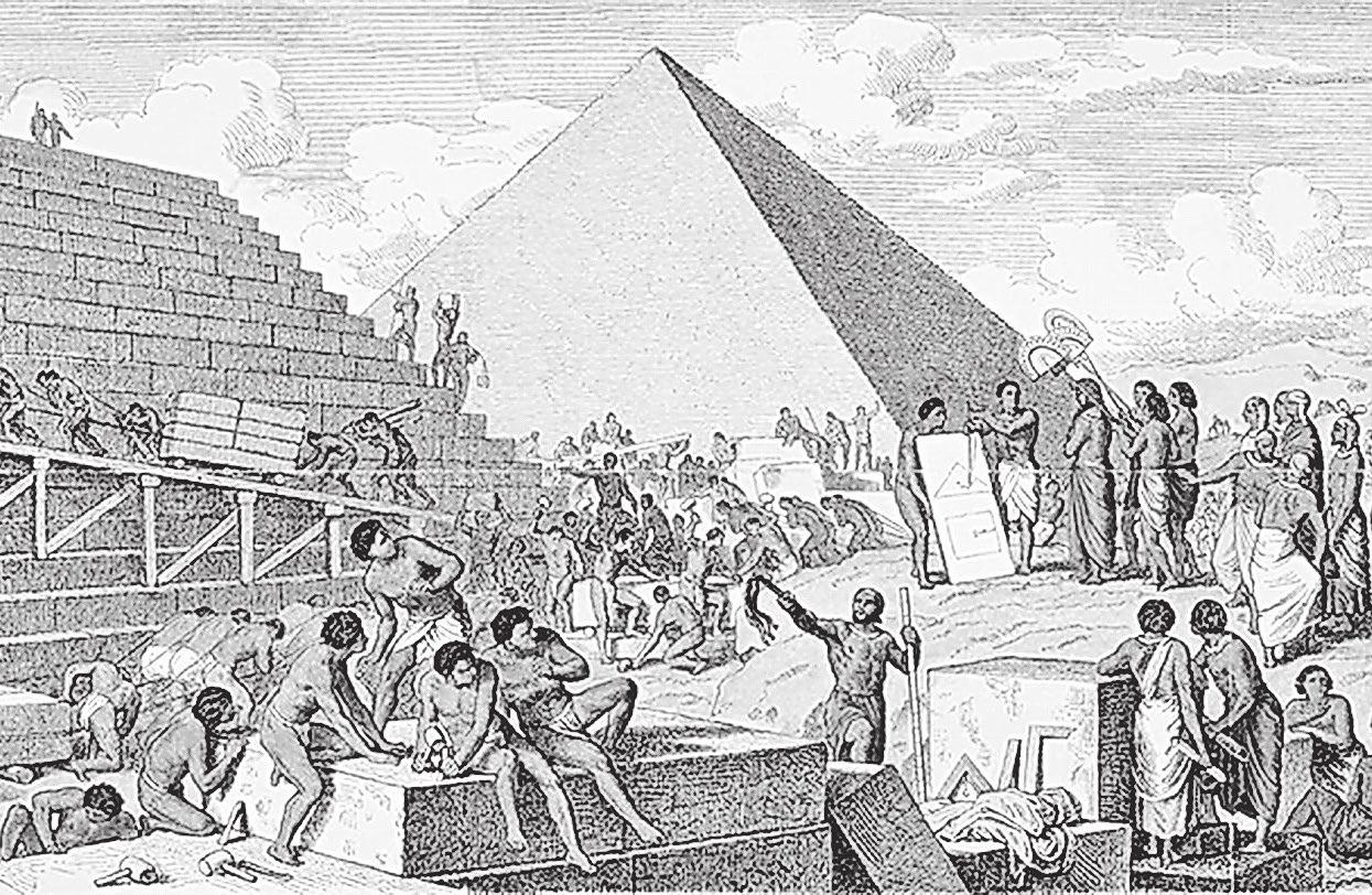 Der Bau der Cheops-Pyramide soll weit über 100 000 Arbeiter beschäftigt und rund 20 Jahre lang gedauert haben. Bild: alamystock Der Bau der Cheops-Pyramide soll weit über 100 000 Arbeiter beschäftigt und rund 20 Jahre lang gedauert haben. Bild: alamystock
