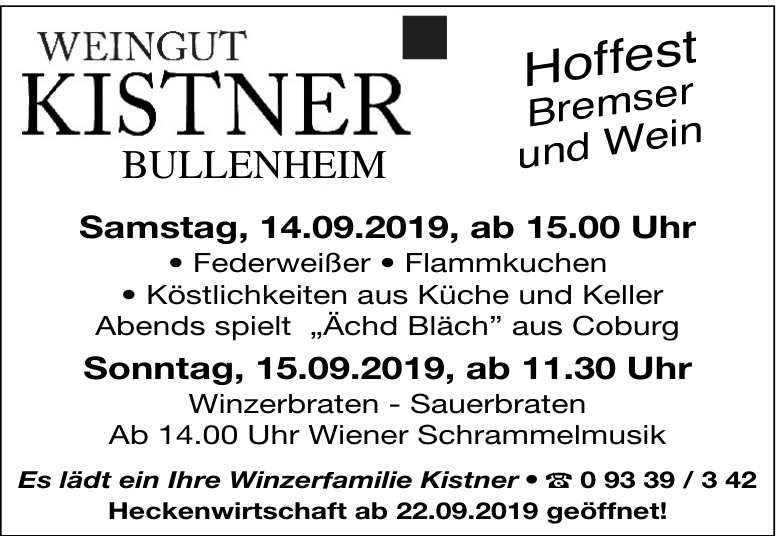 Hoffest Bremser und Wein Hoffest Bremser und Wein