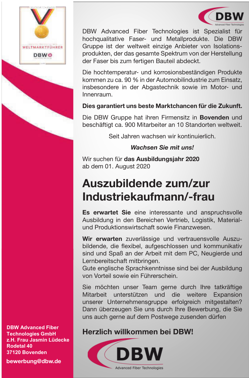 DBW Advanced Fiber Technologies GmbH DBW Advanced Fiber Technologies GmbH