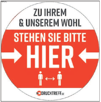 Zu mehr Abstand und weniger Ansteckungsgefahr können die Bodenaufkleber führen. Zu mehr Abstand und weniger Ansteckungsgefahr können die Bodenaufkleber führen.