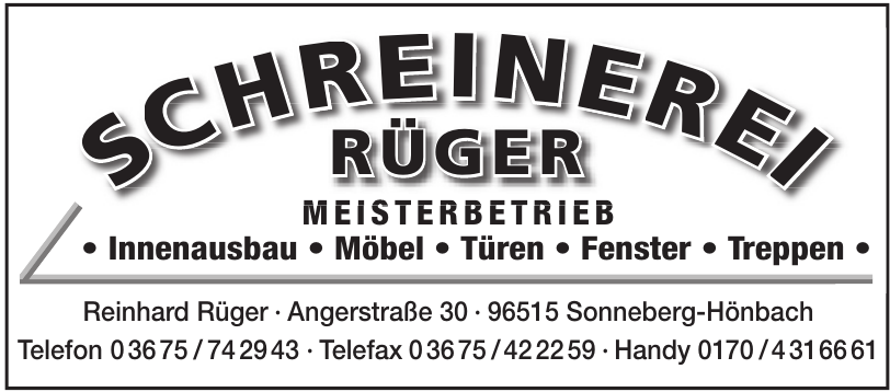 Schreinerei Rüger Meisterbetrieb Schreinerei Rüger Meisterbetrieb