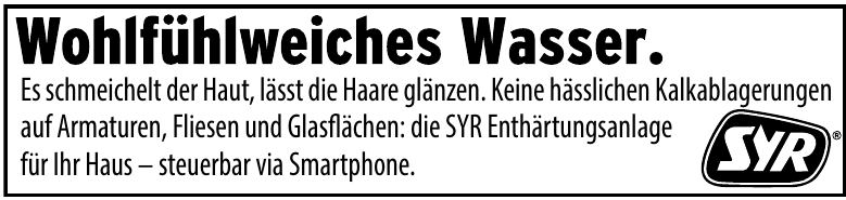 SYR Enthärtungsanlage für Ihr Haus SYR Enthärtungsanlage für Ihr Haus
