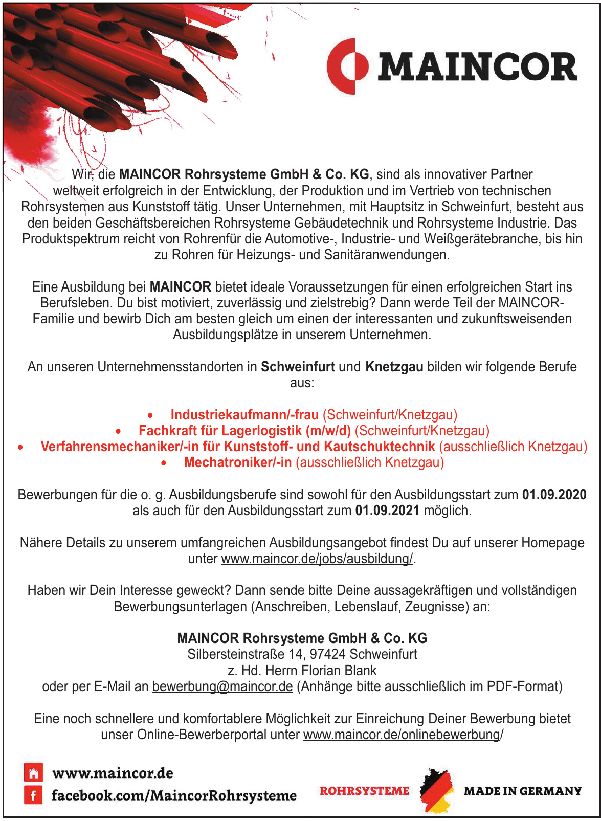 MAINCOR Rohrsysteme GmbH & Co. KG MAINCOR Rohrsysteme GmbH & Co. KG