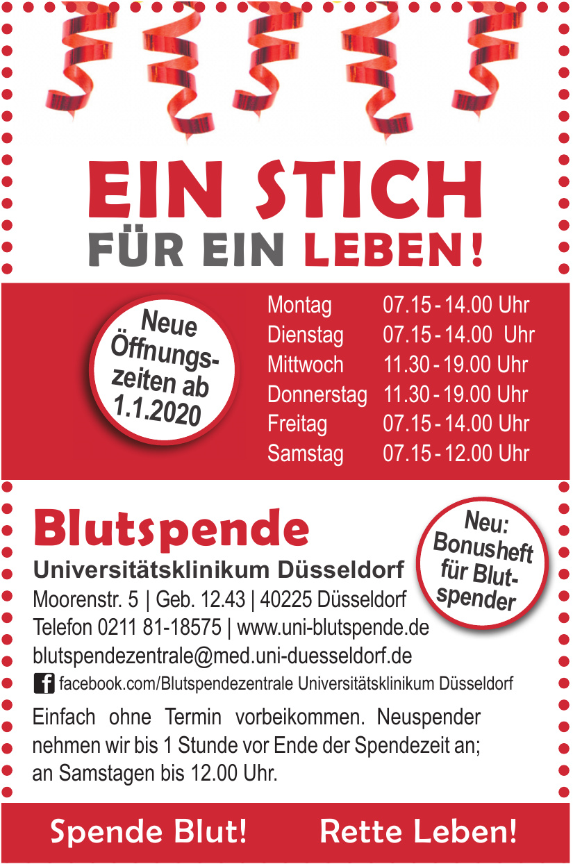 Blutspende Universitätsklinikum Düsseldorf Blutspende Universitätsklinikum Düsseldorf