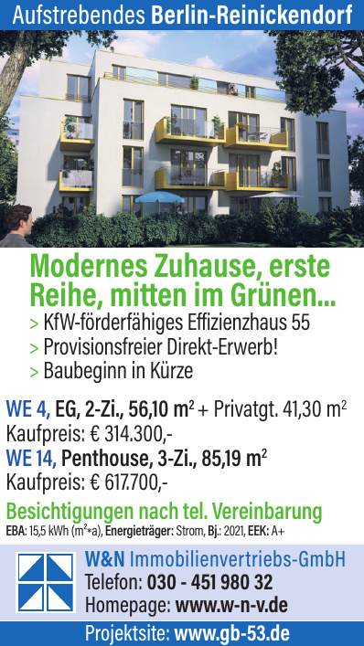 W&N Immobilienvertriebs-GmbH - Aufstrebendes Berlin-Reinickendorf 