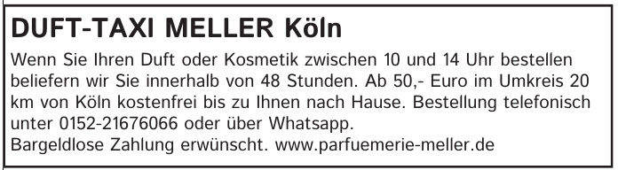 Duft-Taxi Meller Köln Duft-Taxi Meller Köln