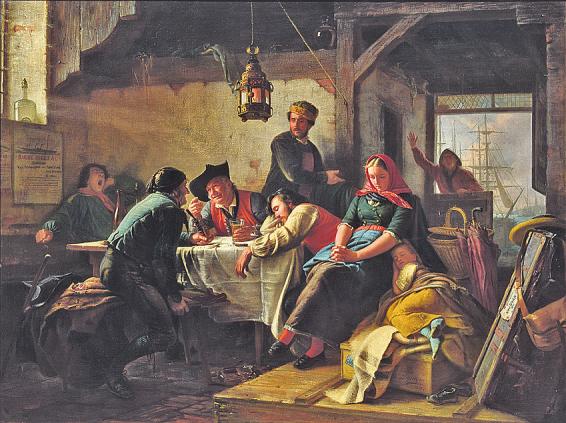 „Die Auswanderer“ (Öl auf Leinwand, 1859) von Friedrich Wilhelm Schoen (Auktionshaus Kendzia)