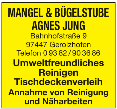 Mangel & Bügelstube Agnes Jung Mangel & Bügelstube Agnes Jung
