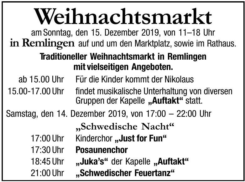 Weihnachtsmarkt in Remlingen Weihnachtsmarkt in Remlingen