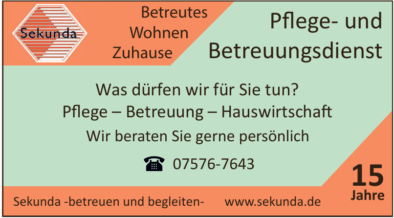 Sekunda - Pflege- und Betreuungsdienst Sekunda - Pflege- und Betreuungsdienst