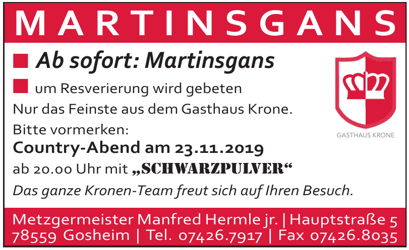 Gasthaus Krone - Metzgermeister Manfred Hermle jr. Gasthaus Krone - Metzgermeister Manfred Hermle jr.