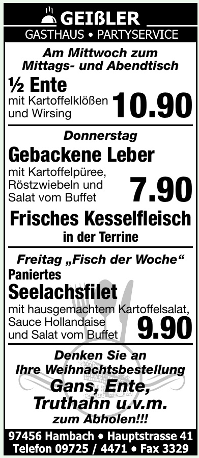 Geißler Gasthaus - Partyservice Geißler Gasthaus - Partyservice