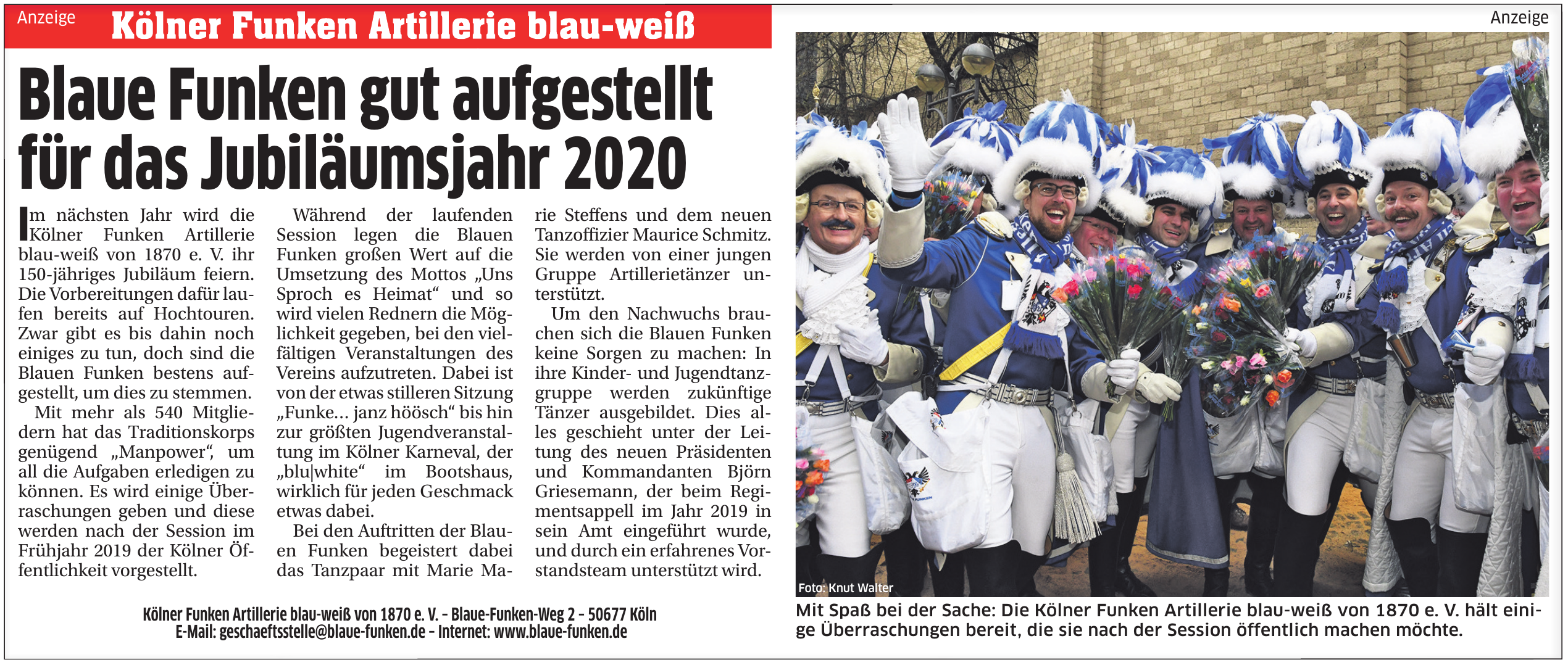 Kölner Funken Artillerie blau-weiß von 1870 e. V. Kölner Funken Artillerie blau-weiß von 1870 e. V.