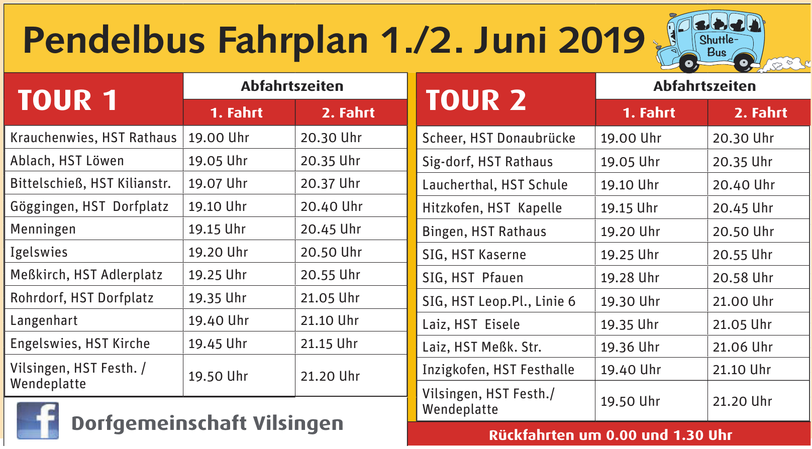 Pendelbus Fahrplan 1./2. Juni 2019 Pendelbus Fahrplan 1./2. Juni 2019