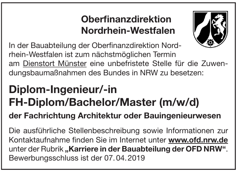 Oberfinanzdirektion Nordrhein-Westfalen Oberfinanzdirektion Nordrhein-Westfalen